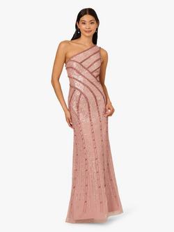 Adrianna Papell Two Tone Sequin Mesh Maxi Dress, Pink/Multi, Pink/Multi