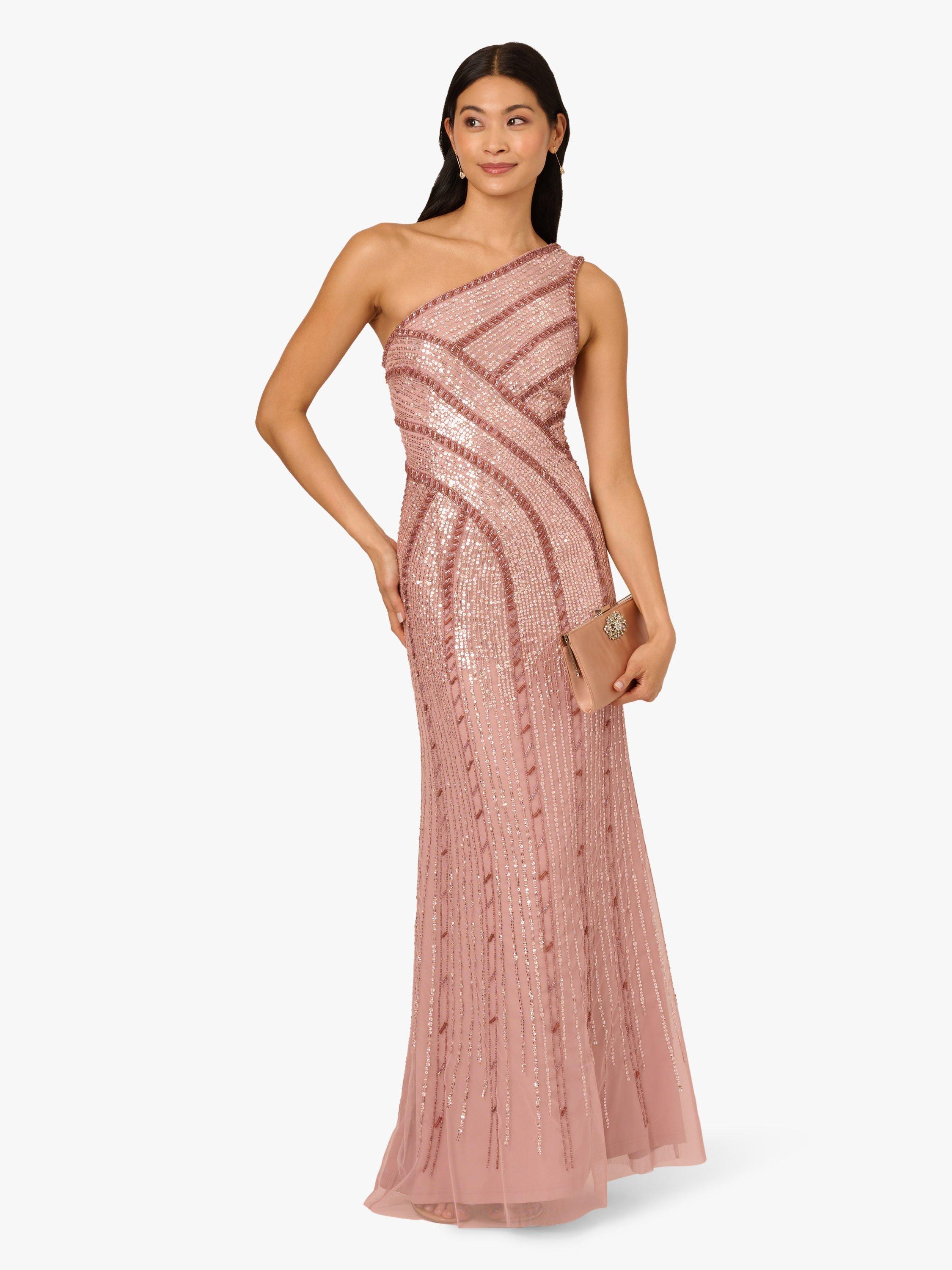 Product image 3 of 6, which shows Adrianna Papell Two Tone Sequin Mesh Maxi Dress, Pink/Multi, 6