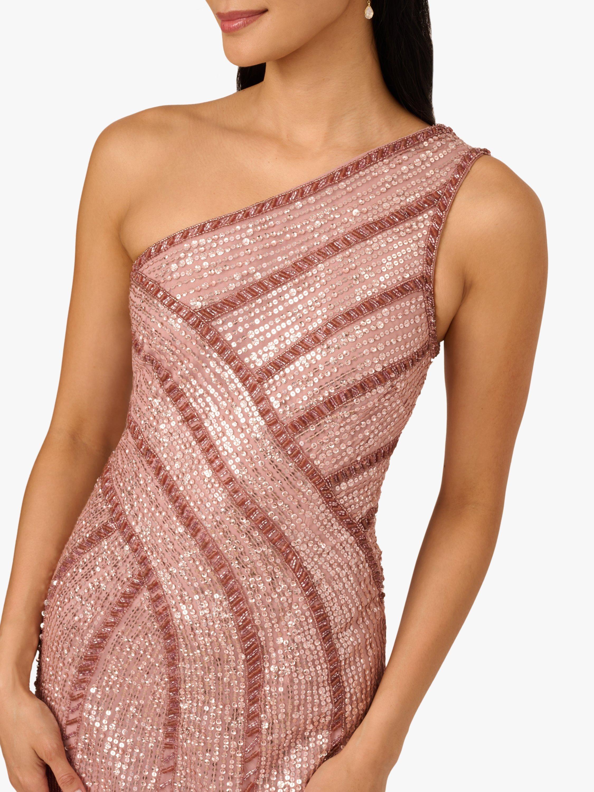 Product image 4 of 6, which shows Adrianna Papell Two Tone Sequin Mesh Maxi Dress, Pink/Multi, 6
