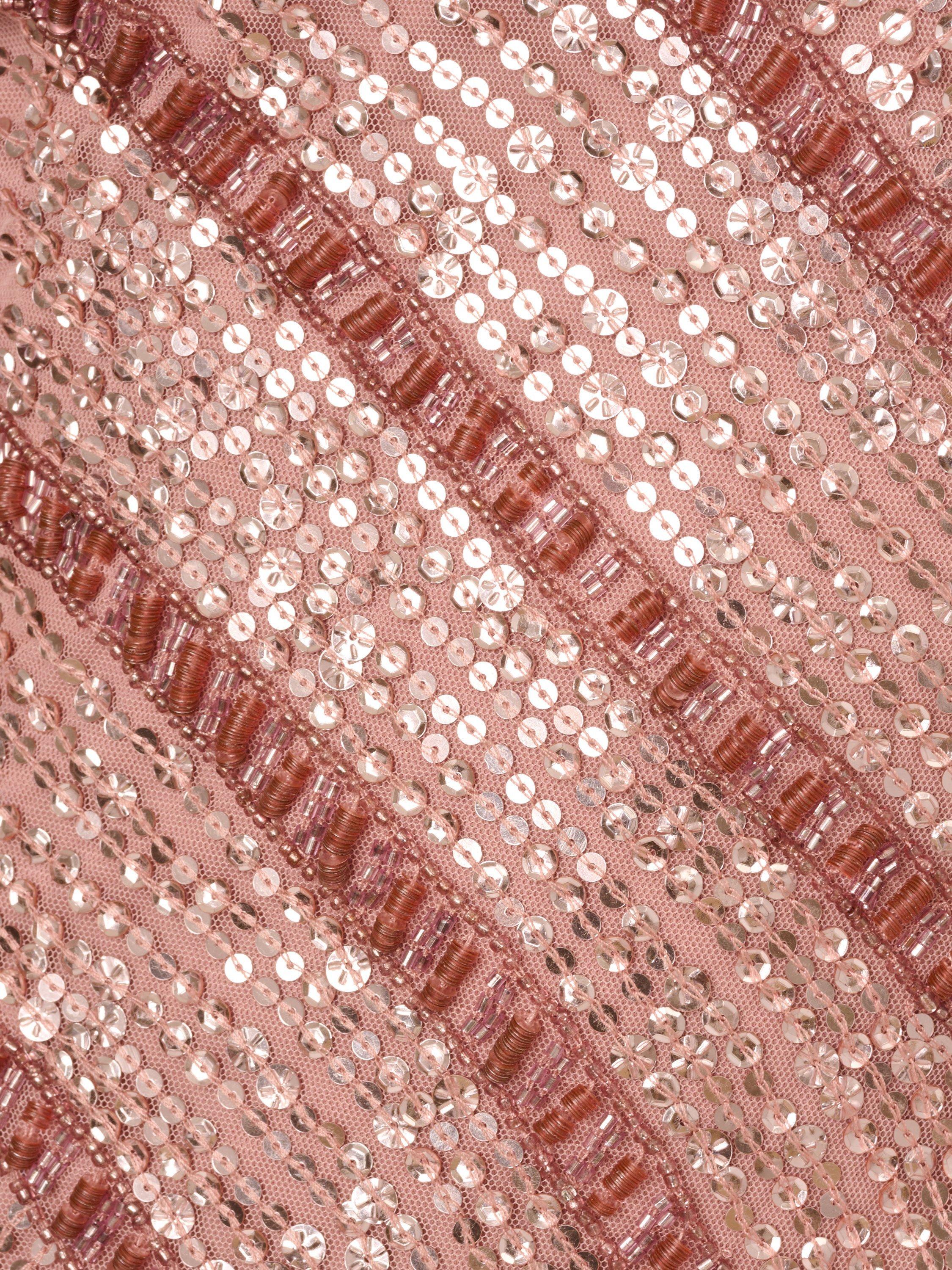 Product image 6 of 6, which shows Adrianna Papell Two Tone Sequin Mesh Maxi Dress, Pink/Multi, 6