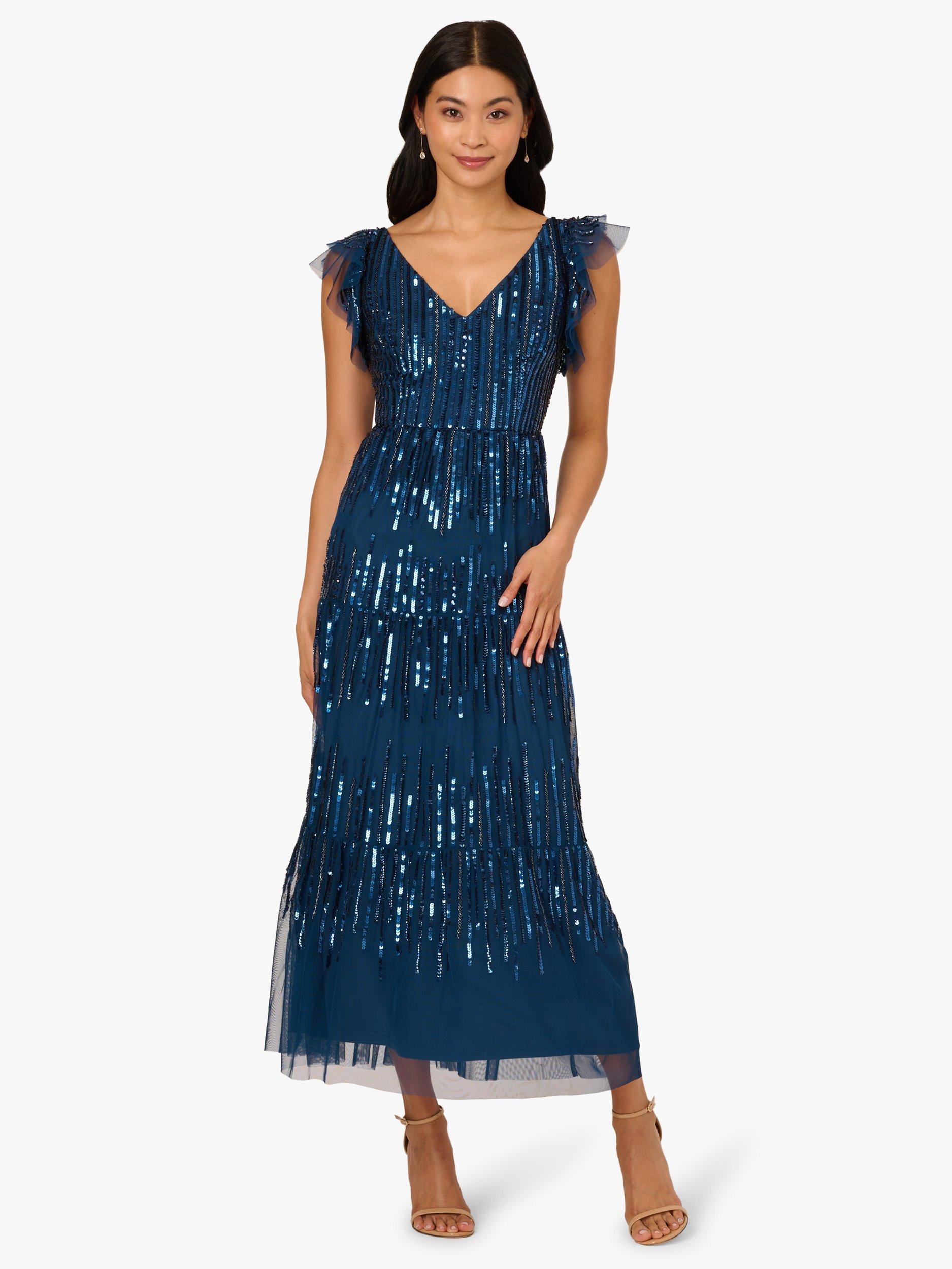 princess polly baby blue dress Adrianna Papell Floral Beaded Midi Dress for Women