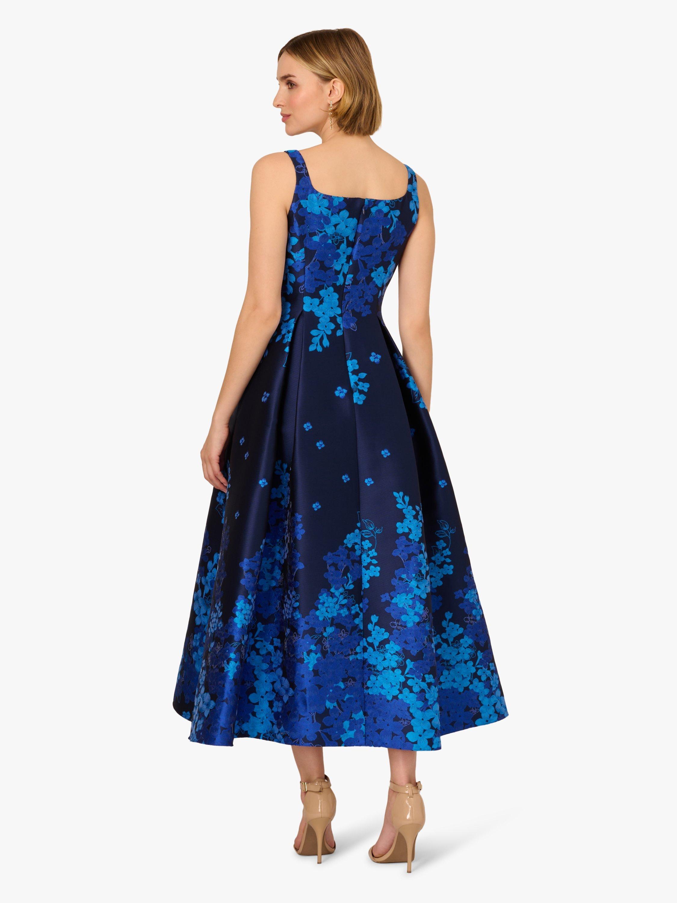 Product image 2 of 6, which shows Adrianna Papell Floral Border Jacquard Dress, Blue/Multi, 6