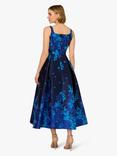 Adrianna Papell Floral Border Jacquard Dress, Blue/Multi