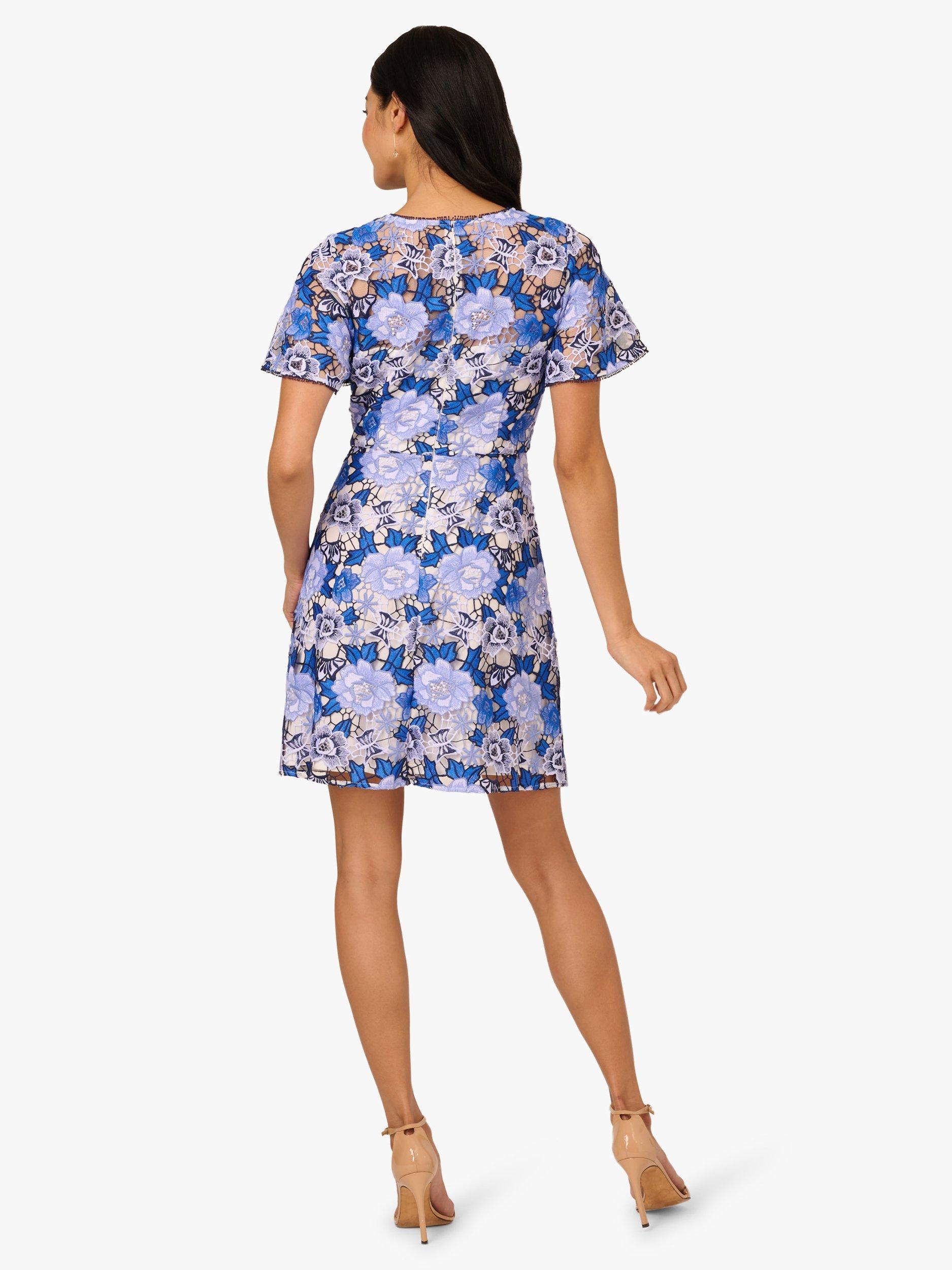 Product image 3 of 7, which shows Adrianna Papell Floral Embellished Mini Dress, Blue/Multi, 6