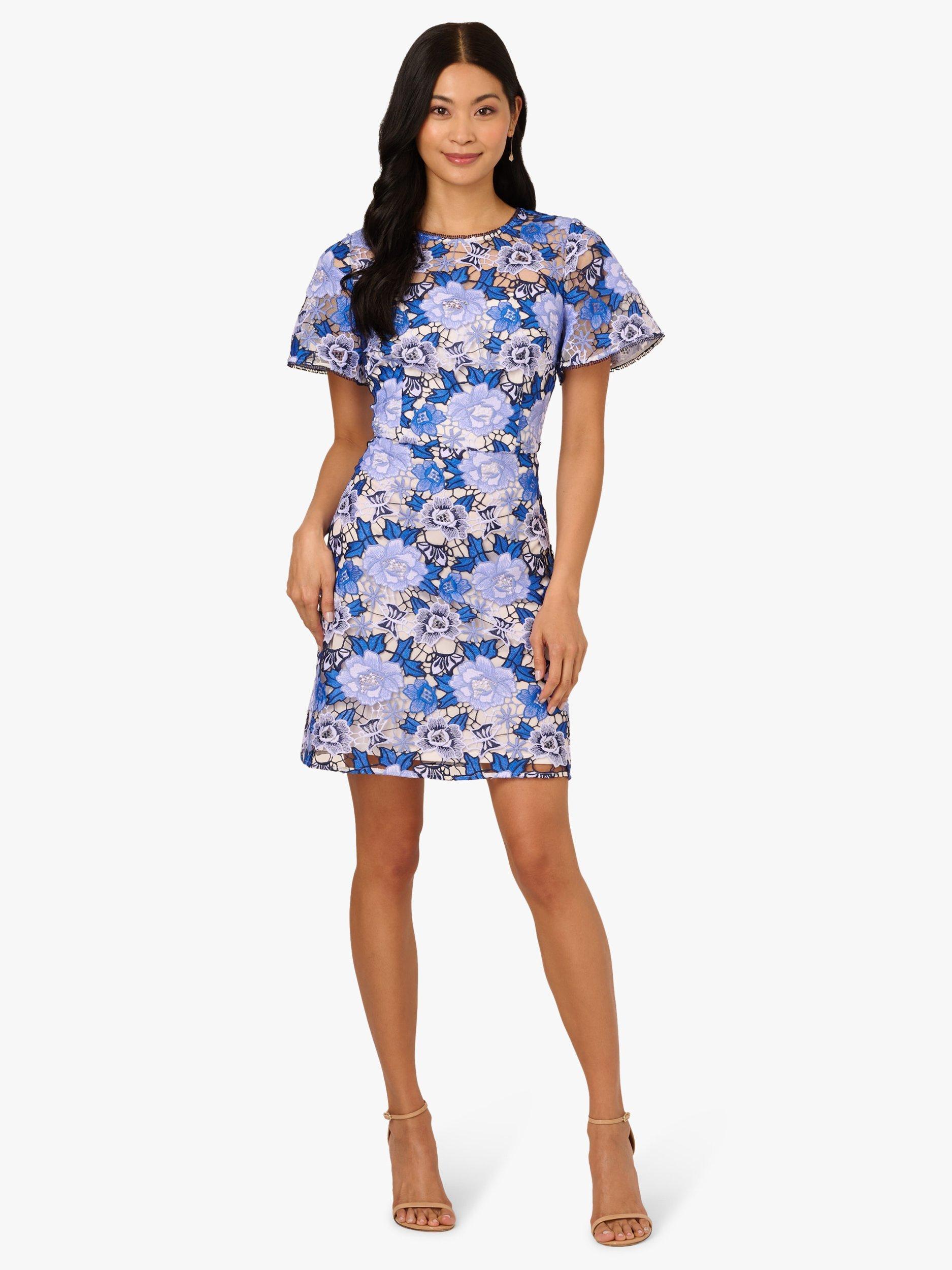 Product image 4 of 7, which shows Adrianna Papell Floral Embellished Mini Dress, Blue/Multi, 6