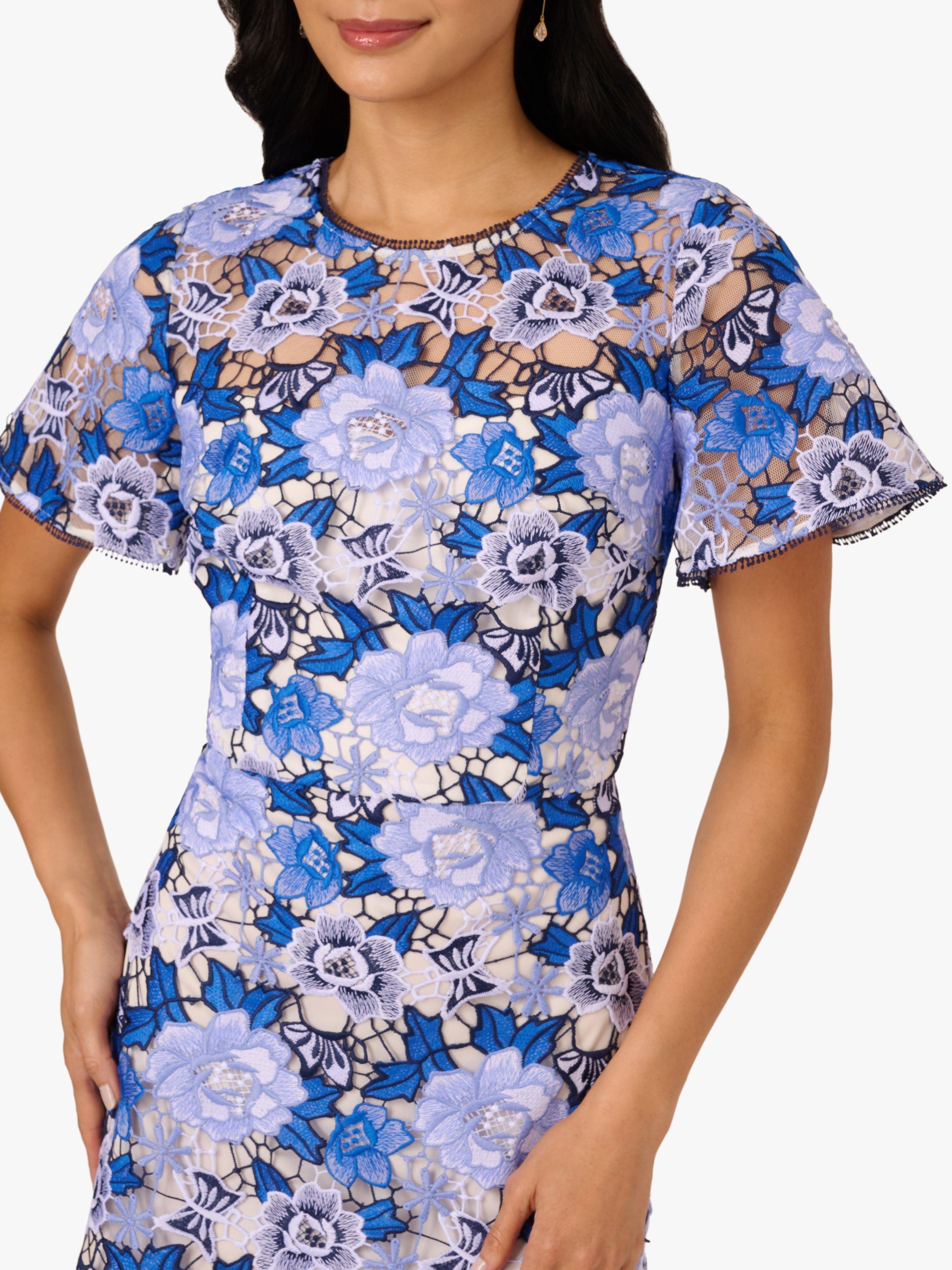 Product image 5 of 7, which shows Adrianna Papell Floral Embellished Mini Dress, Blue/Multi, 6
