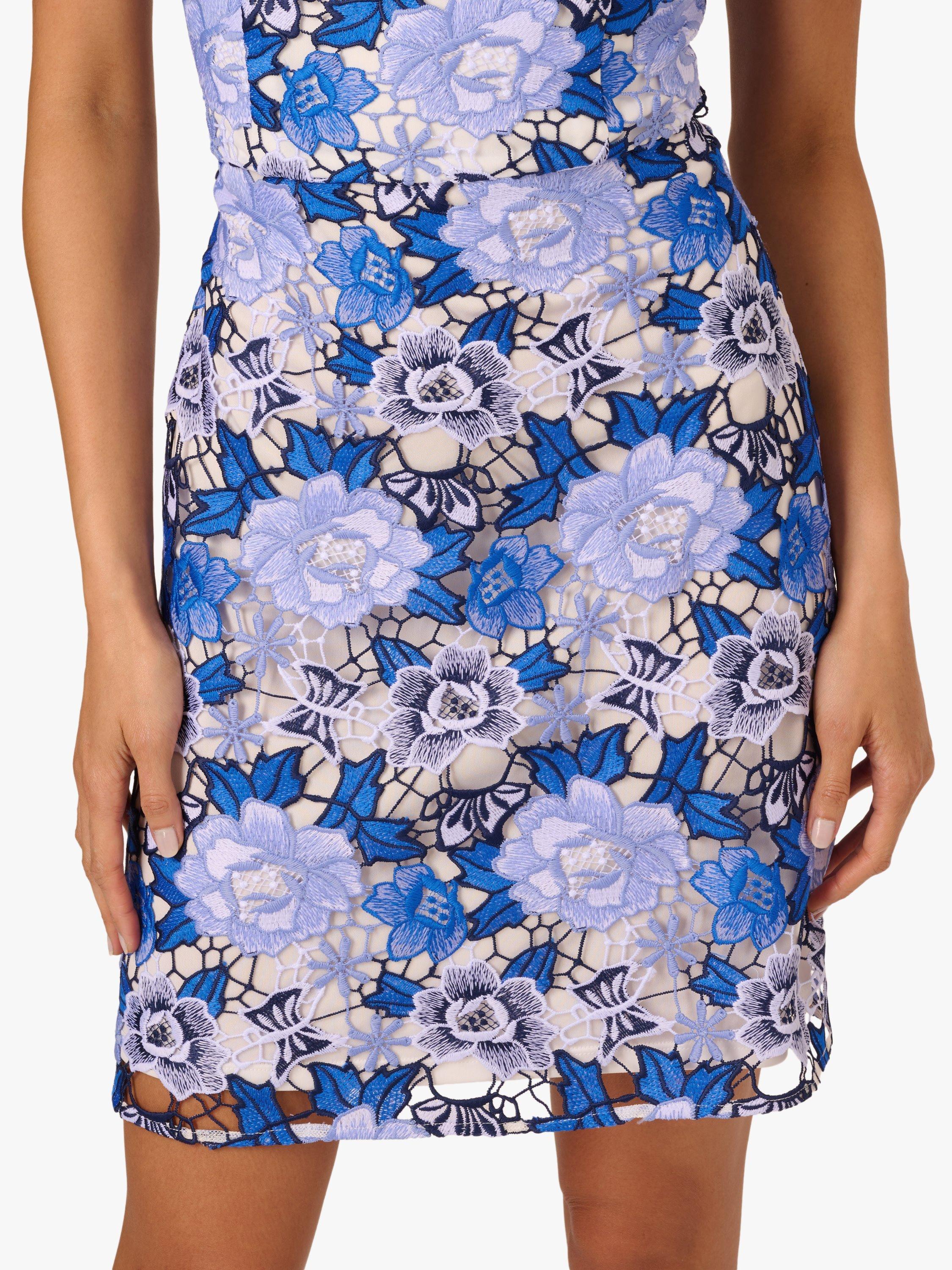 Product image 6 of 7, which shows Adrianna Papell Floral Embellished Mini Dress, Blue/Multi, 6