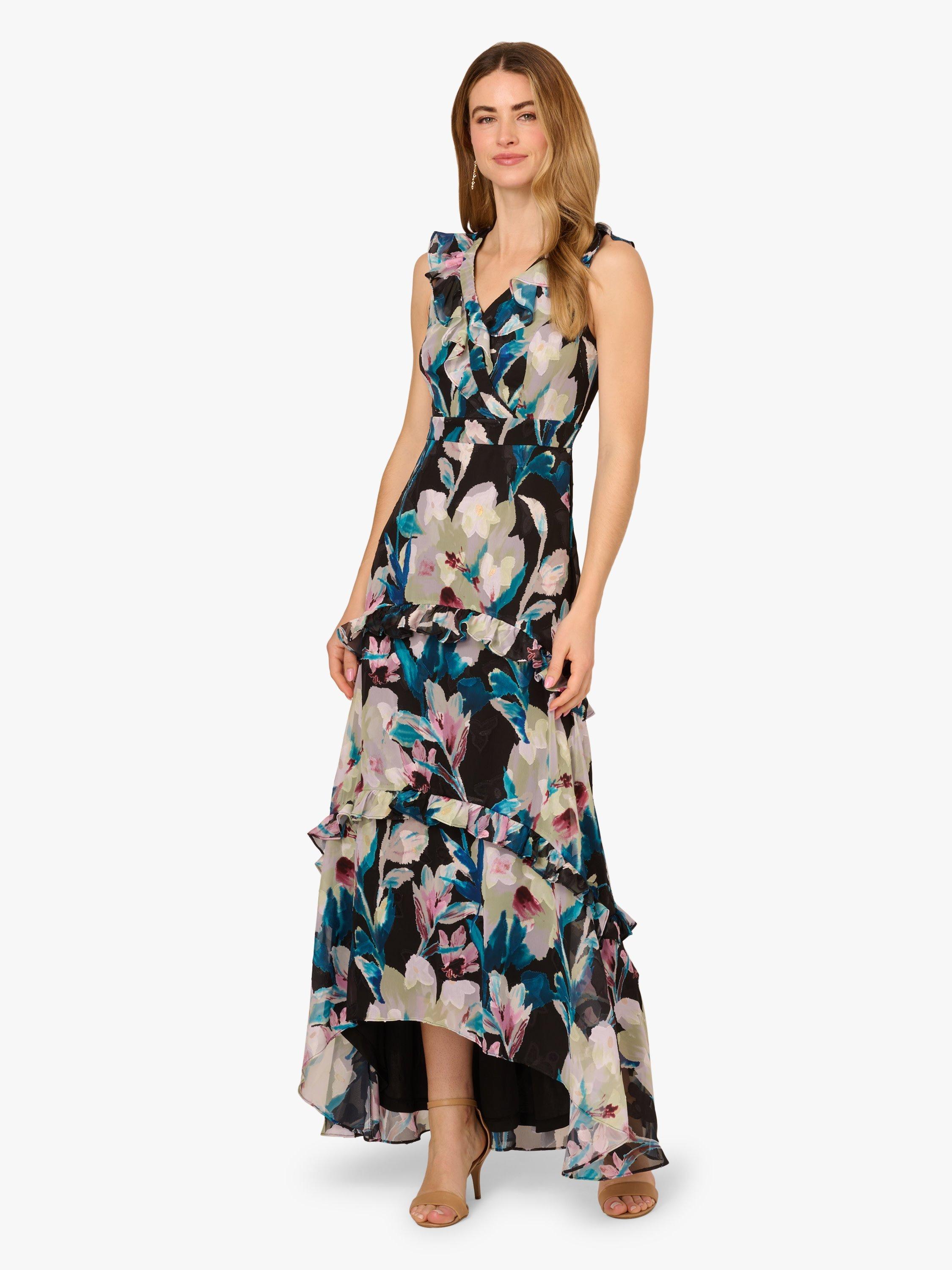 【海外限定】AdriannaPapell ドレス☆Floral Ruffle Chiffon Dre 010028222?fmt=auto&$background