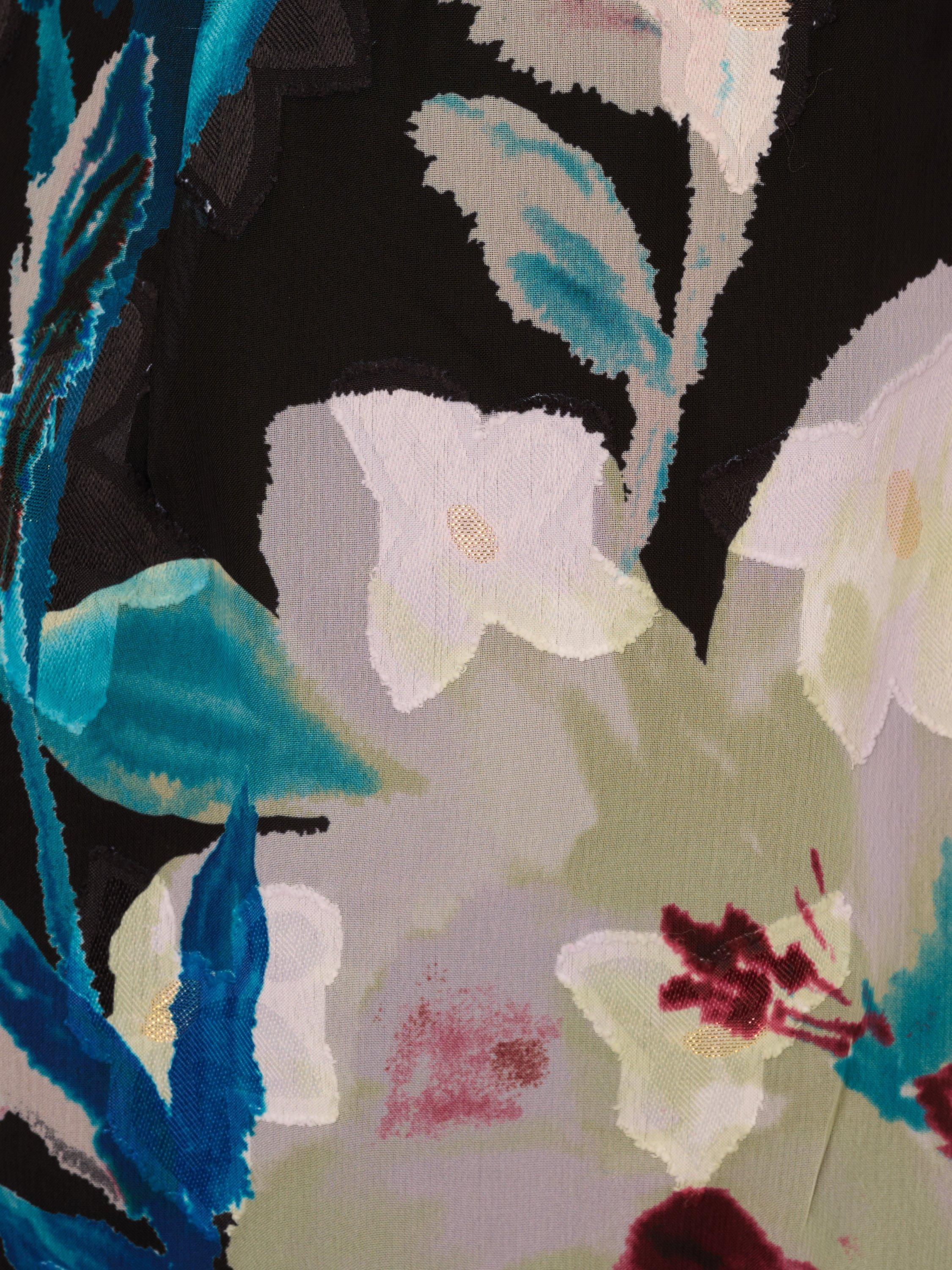 Product image 6 of 6, which shows Adrianna Papell Floral Ruffle Chiffon Dress, Black/Multi, 6