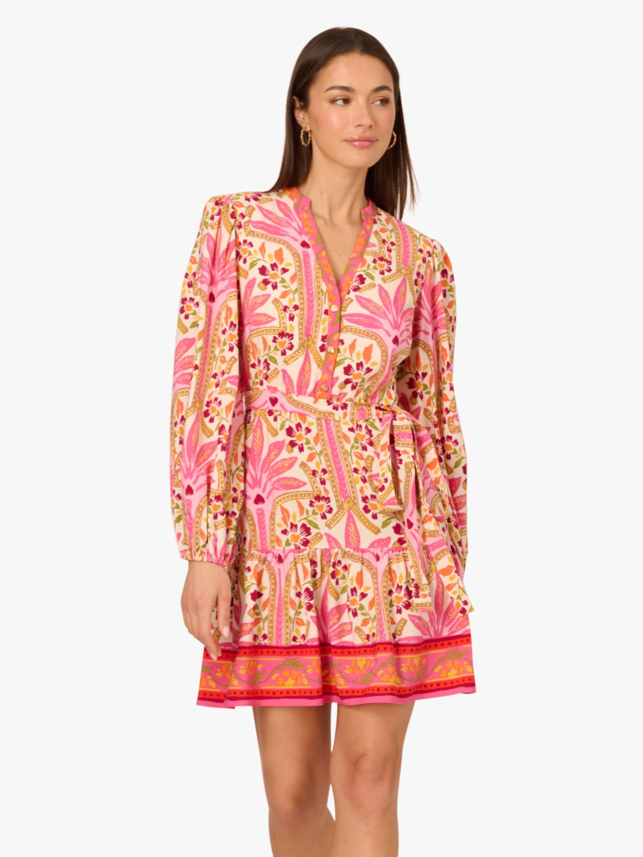 Product image 1 of 7, which shows Adrianna By Adrianna Papell Floral Flounce Dress, Pink/Multi, 6