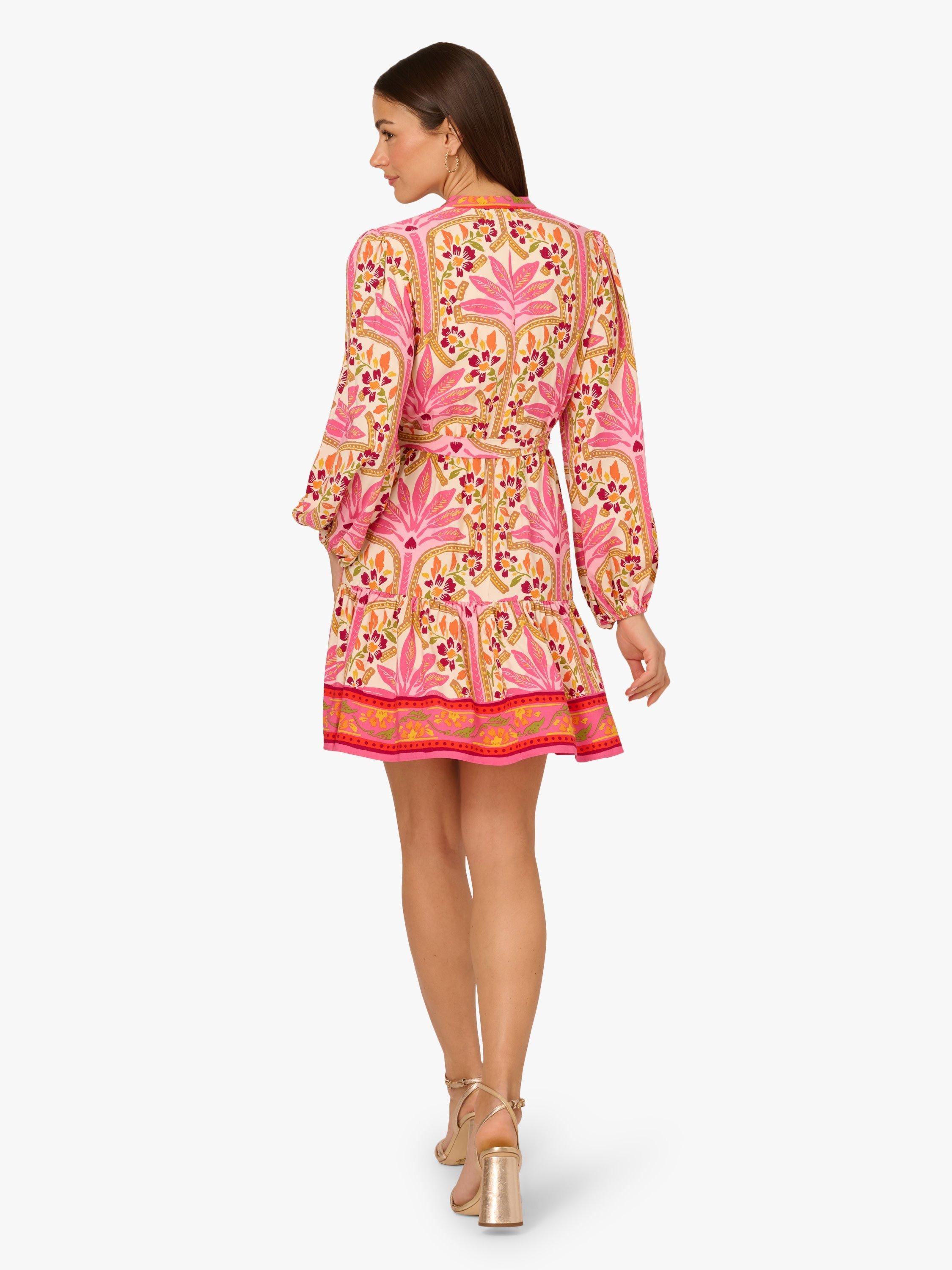 Product image 3 of 7, which shows Adrianna By Adrianna Papell Floral Flounce Dress, Pink/Multi, 6