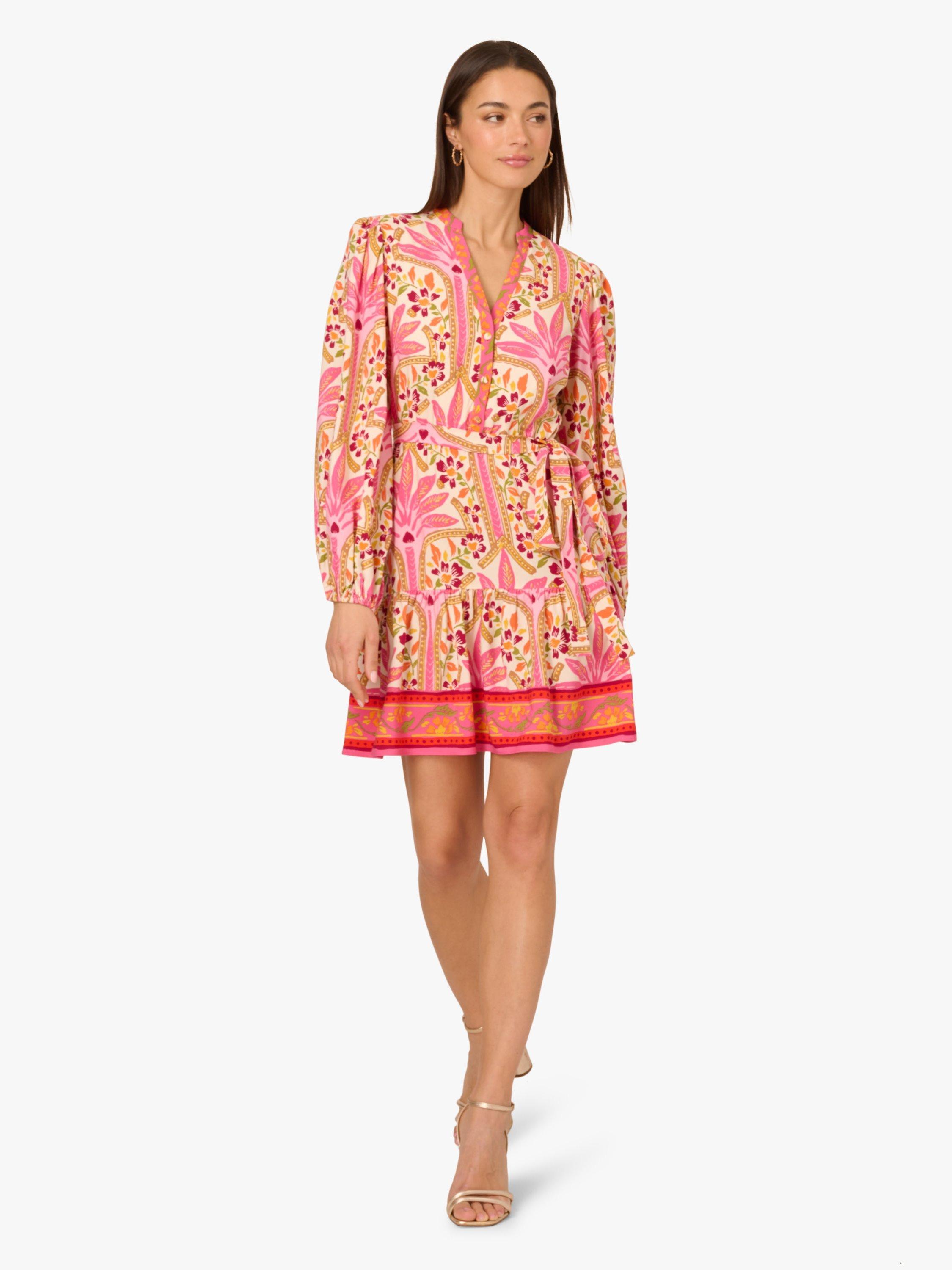 Product image 4 of 7, which shows Adrianna By Adrianna Papell Floral Flounce Dress, Pink/Multi, 6