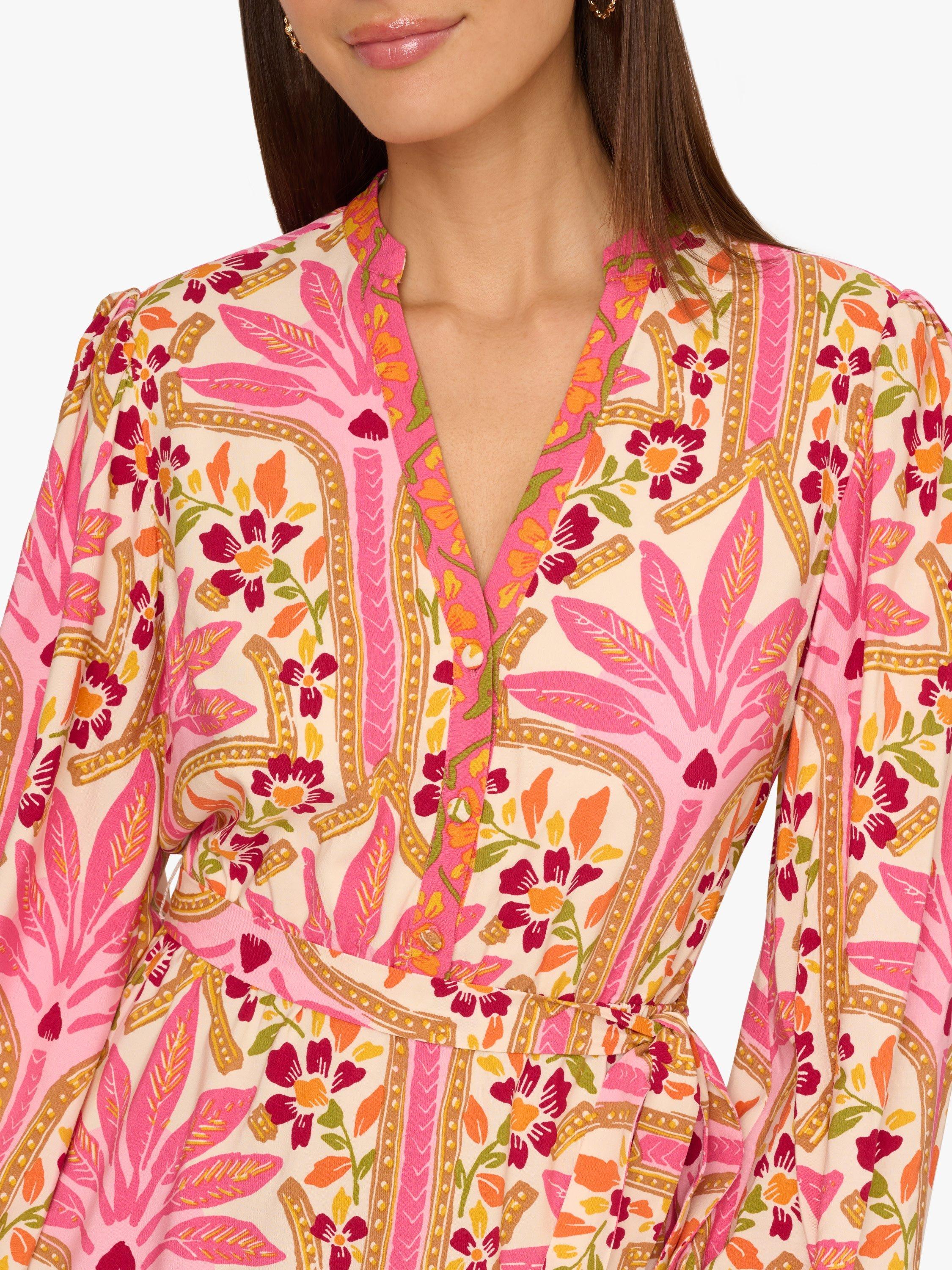 Product image 5 of 7, which shows Adrianna By Adrianna Papell Floral Flounce Dress, Pink/Multi, 6
