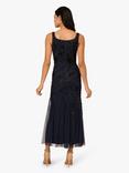 Adrianna Papell Floral Beaded Godet Hem Dress, Navy/Black