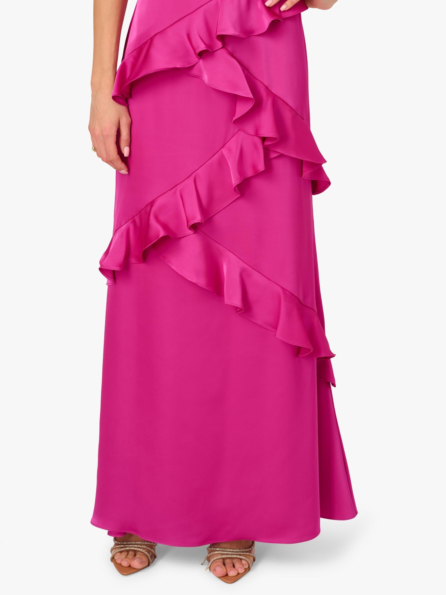 Product image 5 of 6, which shows Adrianna Papell Ruffle Satin Maxi Dress, Mid Pink, 6