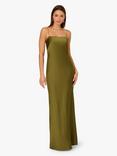 Adrianna Papell Back Tie Sleeveless Satin Maxi Dress