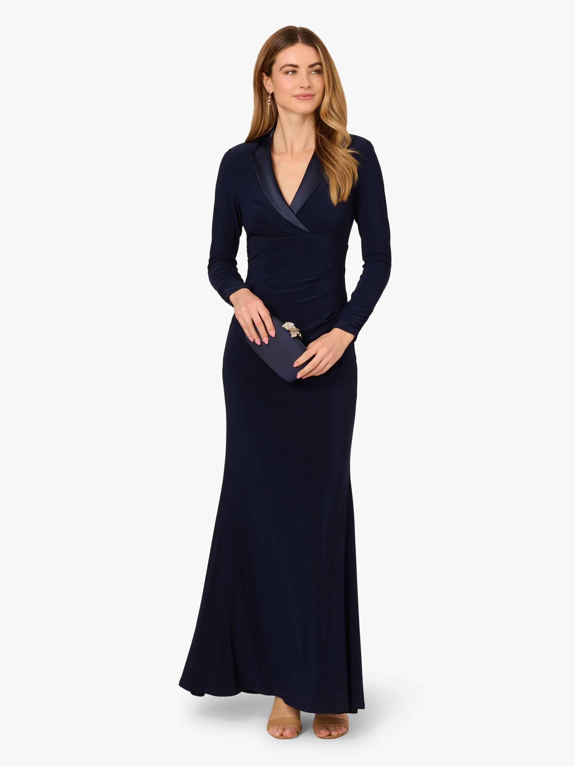 Product image 3 of 6, which shows Adrianna Papell Tuxedo Maxi Dress, Midnight, 6
