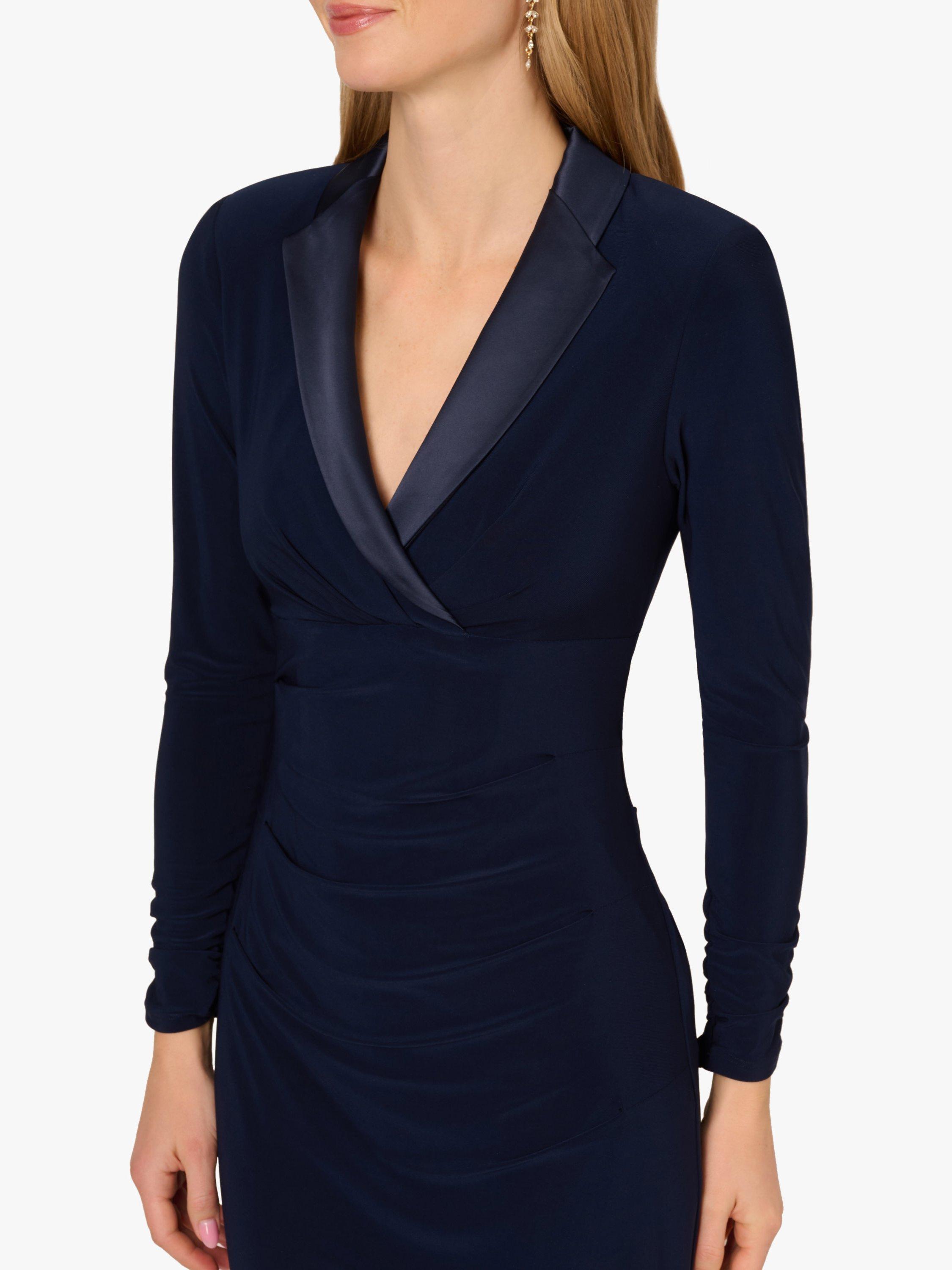 Product image 4 of 6, which shows Adrianna Papell Tuxedo Maxi Dress, Midnight, 6