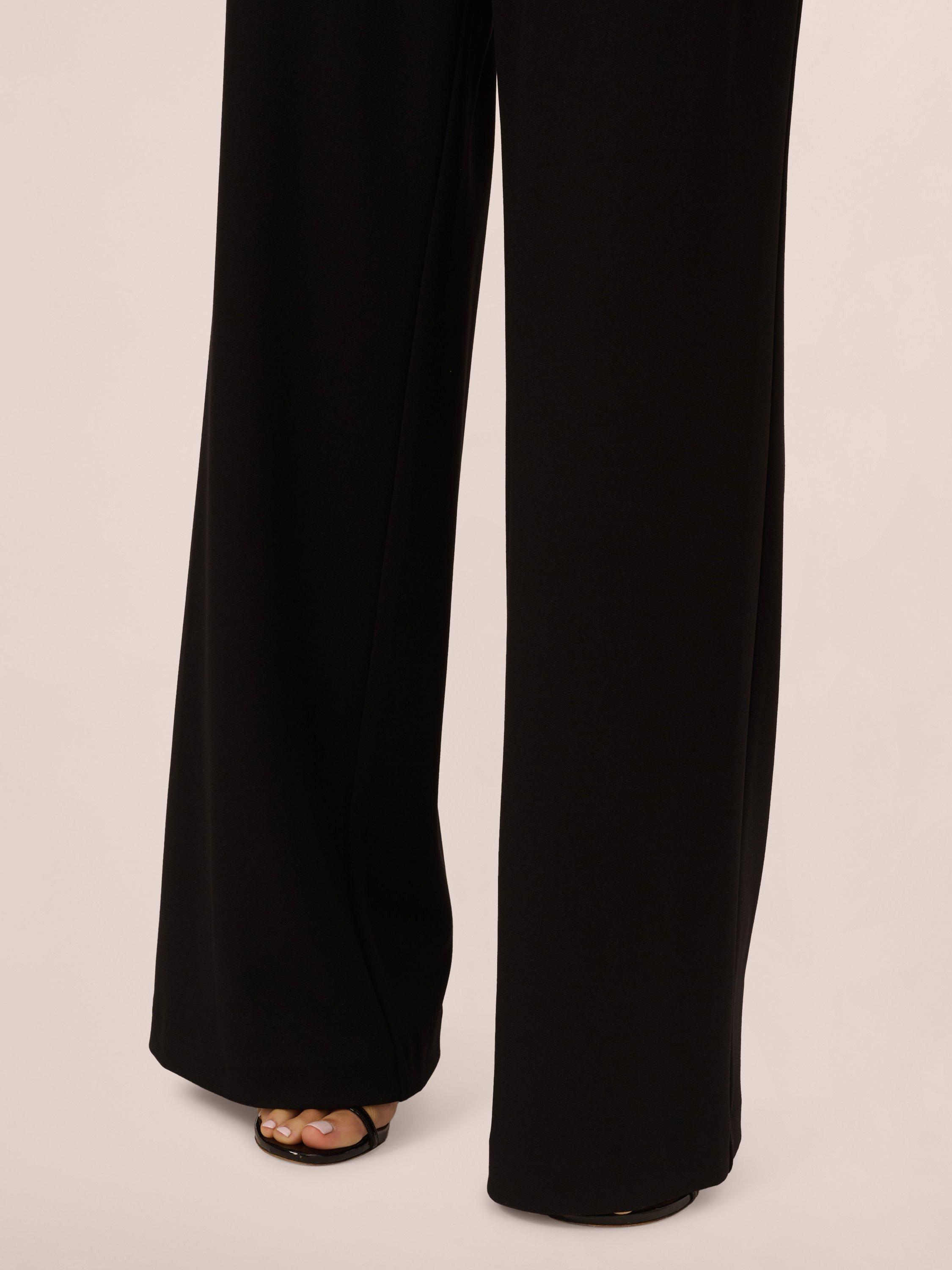 Product image 5 of 6, which shows Adrianna Papell Knitted Crepe Jumpsuit, Black, 6