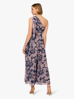 Adrianna Papell Floral Organza Jumpsuit, Navy/Pink - view 2, Navy/Pink