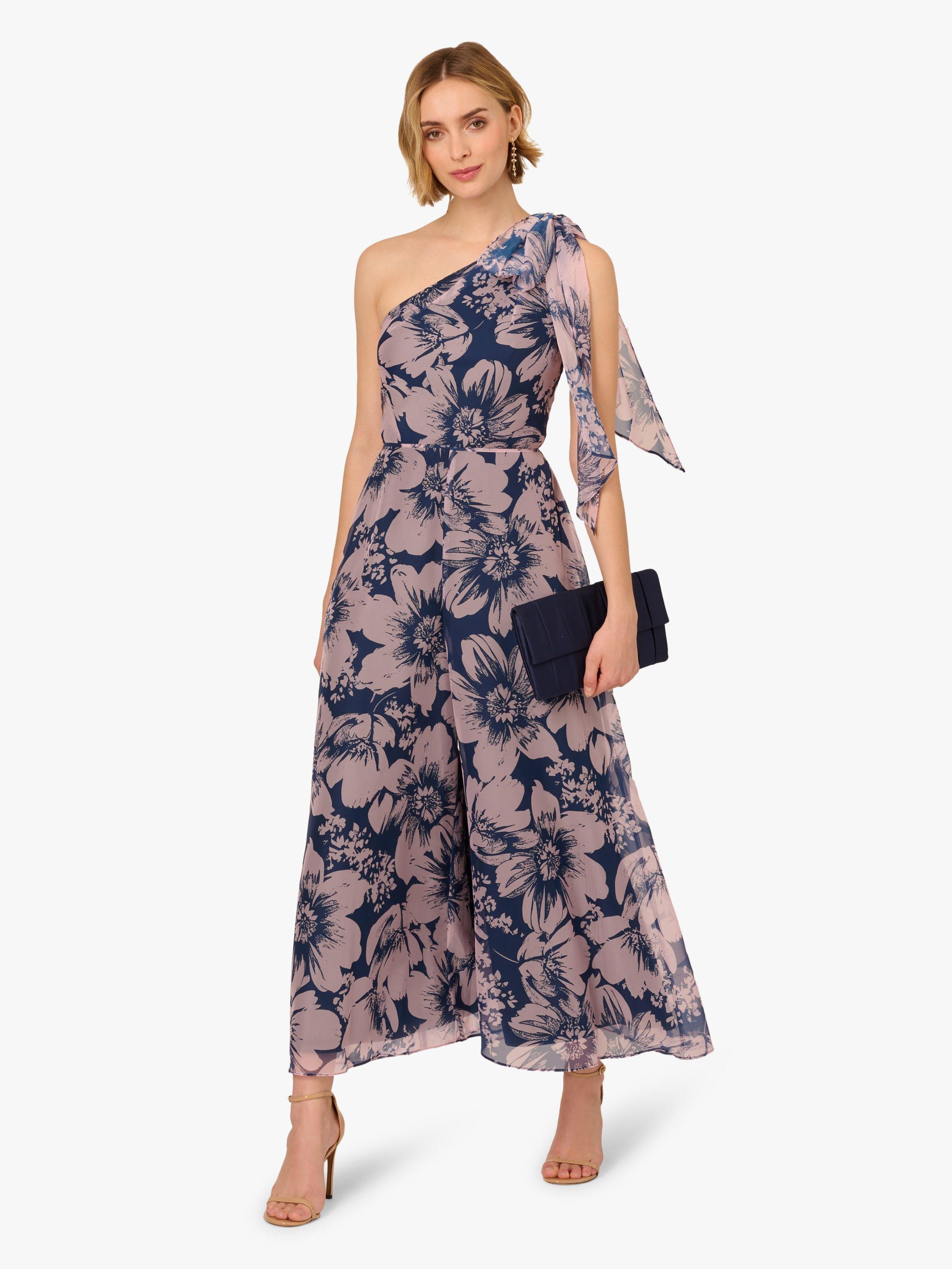 Product image 3 of 6, which shows Adrianna Papell Floral Organza Jumpsuit, Navy/Pink, 6