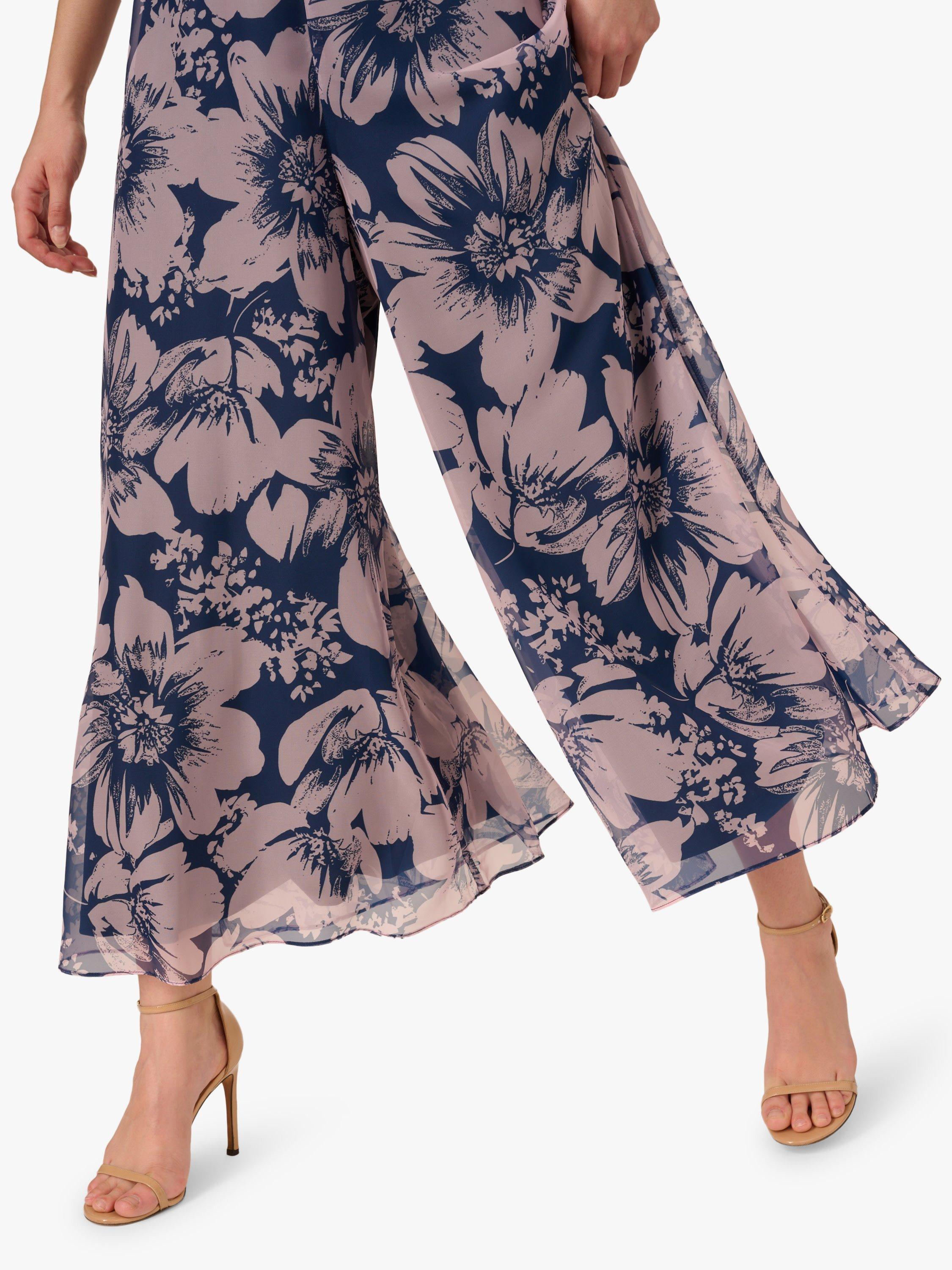 Product image 5 of 6, which shows Adrianna Papell Floral Organza Jumpsuit, Navy/Pink, 6