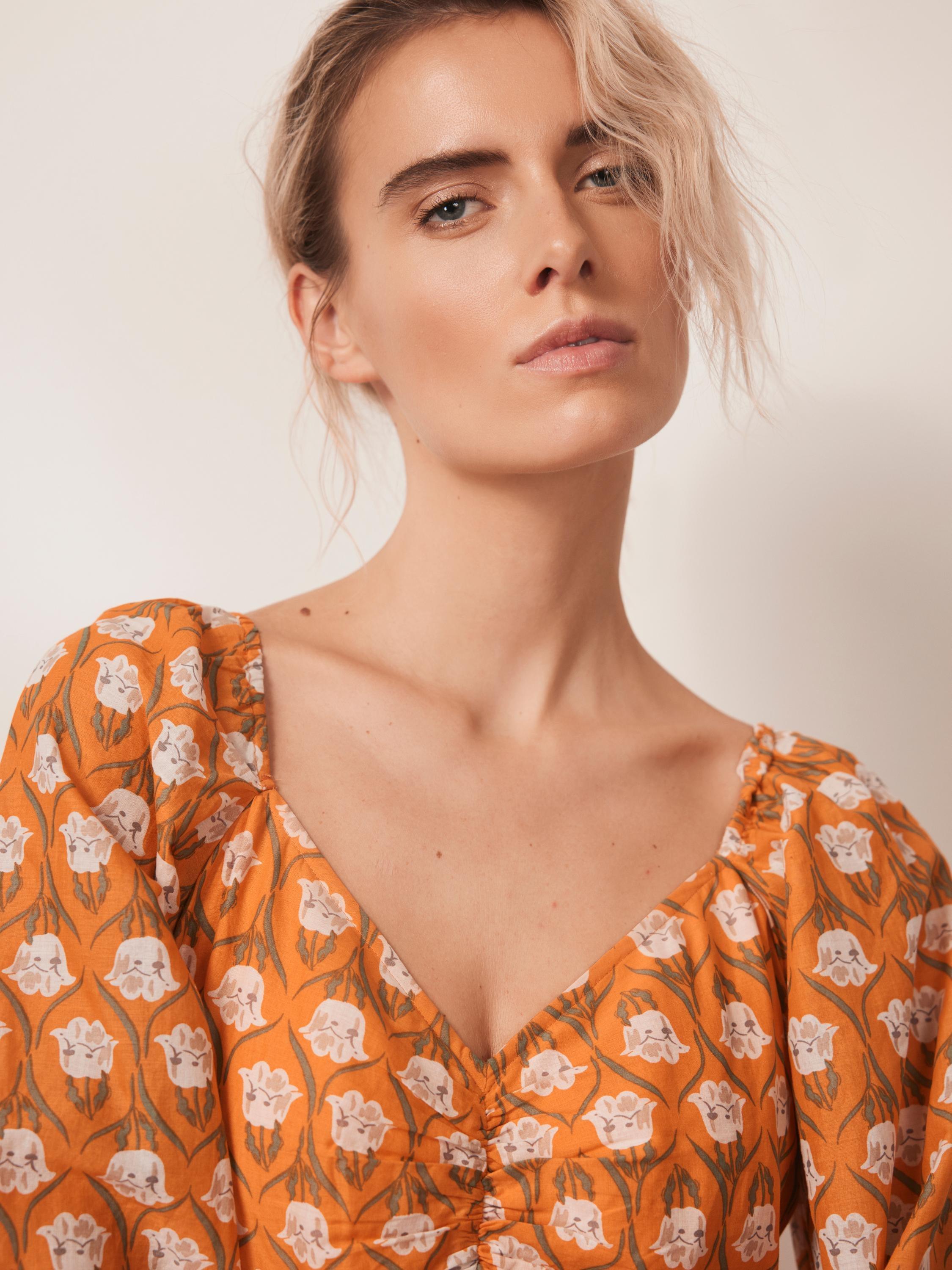 Product image 5 of 8, which shows Mint Velvet Floral Print Maxi Dress, Orange/Multi, 6