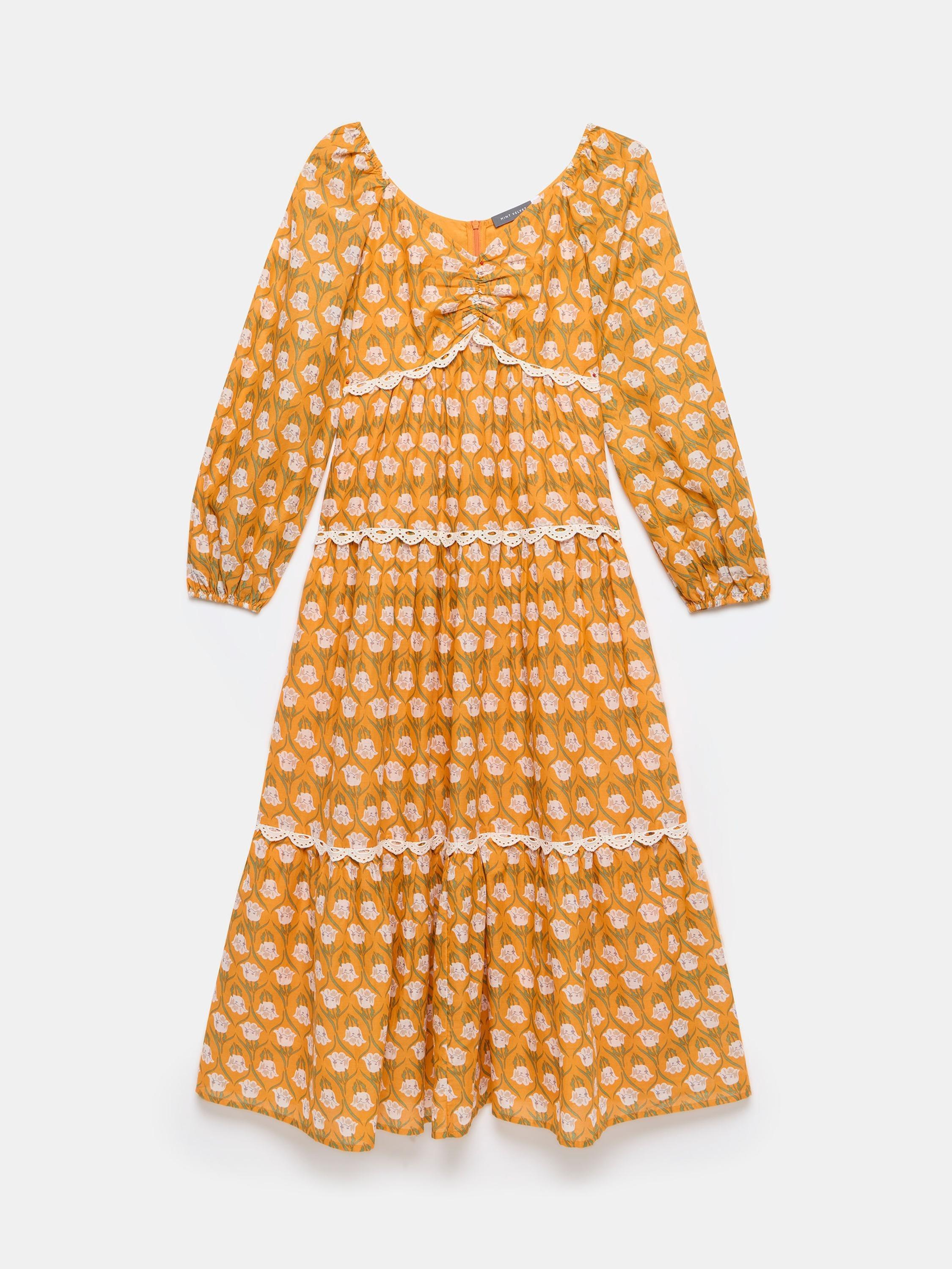 Product image 6 of 8, which shows Mint Velvet Floral Print Maxi Dress, Orange/Multi, 6