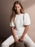Mint Velvet Lace Puff Sleeve Top, White Ivory