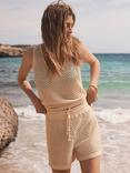 Mint Velvet Gold Metallic Loose Fit Cotton Blend Beach Set, Gold
