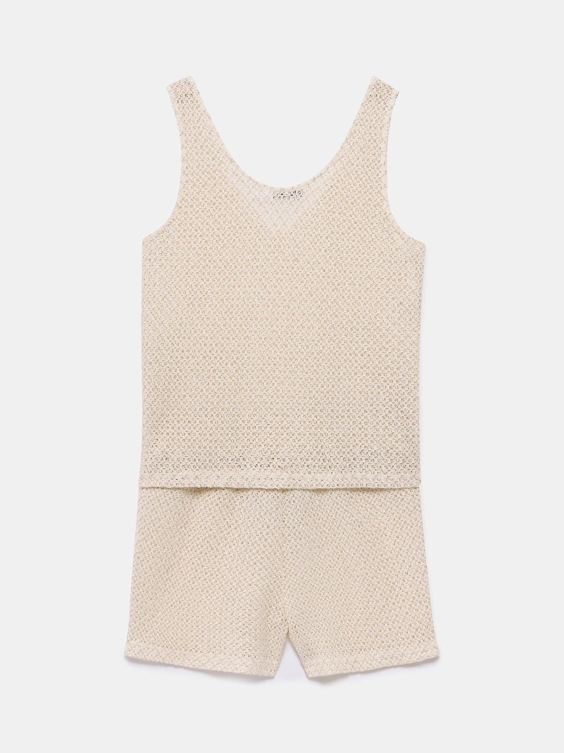 Product image 8 of 8, which shows Mint Velvet Gold Metallic Loose Fit Cotton Blend Beach Set, Gold, XS