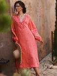 NRBY Erica Embroidered Pure Linen Dress, Soft Orange