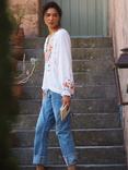 NRBY Nisha Embroidered Butterfly Top, White