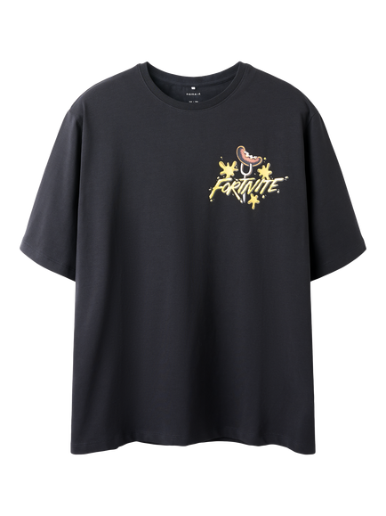 NAME IT Kids' Cotton Short Sleeved Fortnite T-Shirt, Black, Black