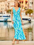 Sosandar Plunge Neck Oceana Maxi Dress, Blue