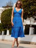 Sosandar Sapphire Lace Detail Midi Dress, Bright Blue