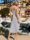 Sosandar Stripe Midi Dress, White/Navy