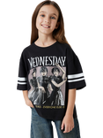 NAME IT Kids' Cotton Wednesday Addams T-Shirt, Black