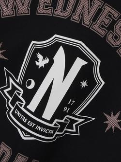 NAME IT Kids' Cotton Blend Wednesday Addams Sweatshirt, Black - view 2, Black