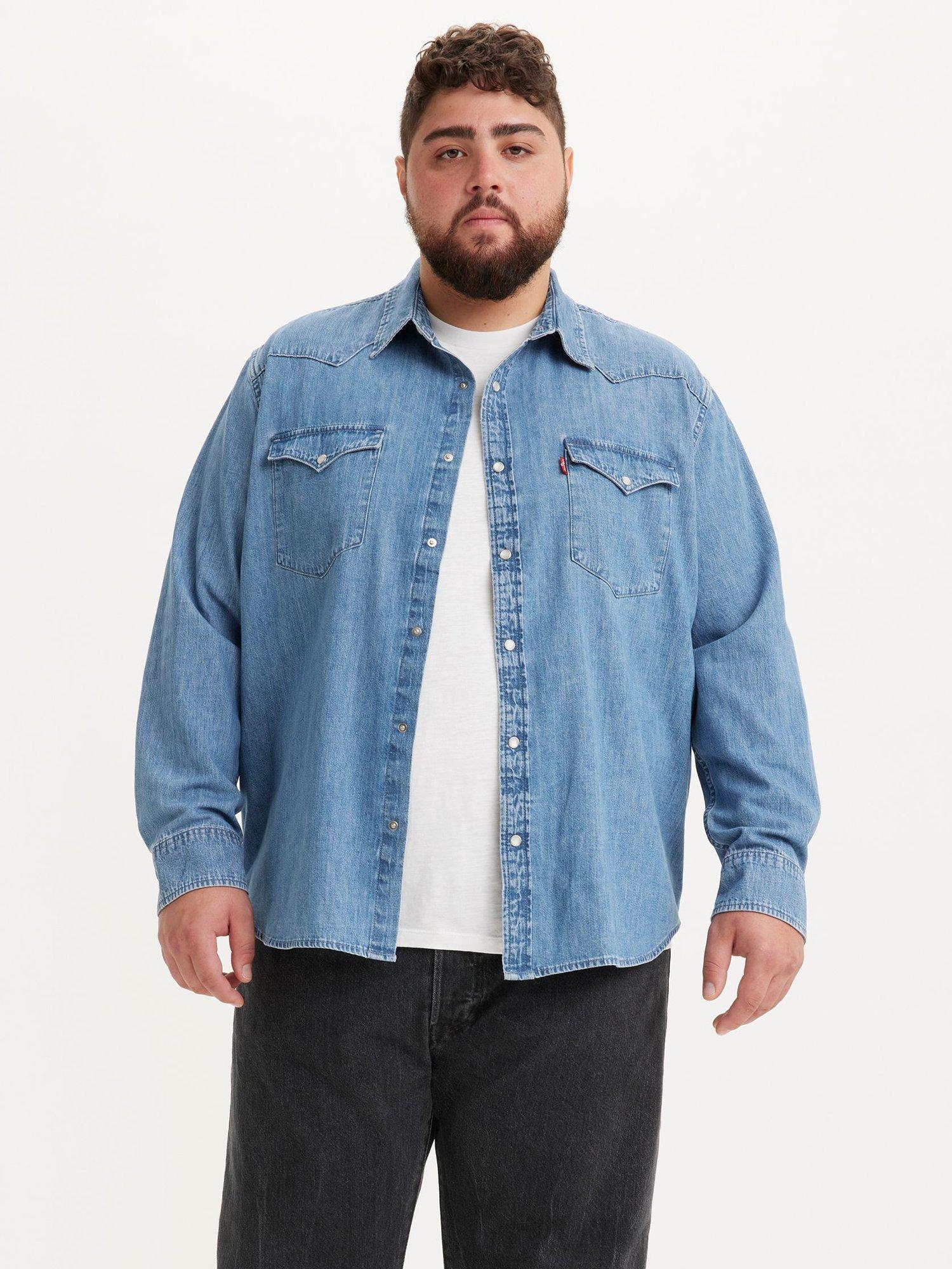 Product image 1 of 4, which shows Levi's Big & Tall Classic Western Denim Shirt, Franklin Stone, XL