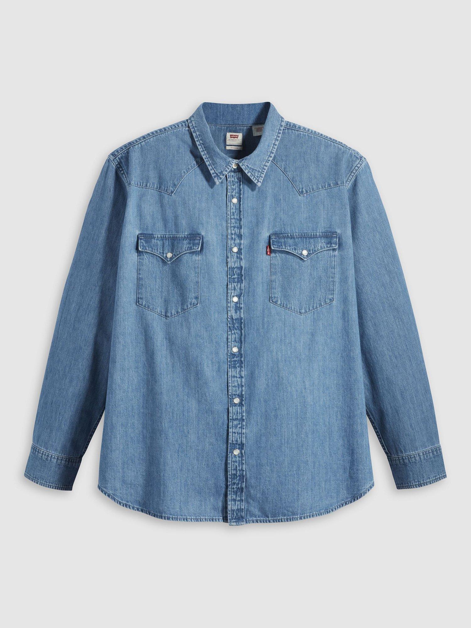 Product image 3 of 4, which shows Levi's Big & Tall Classic Western Denim Shirt, Franklin Stone, XL
