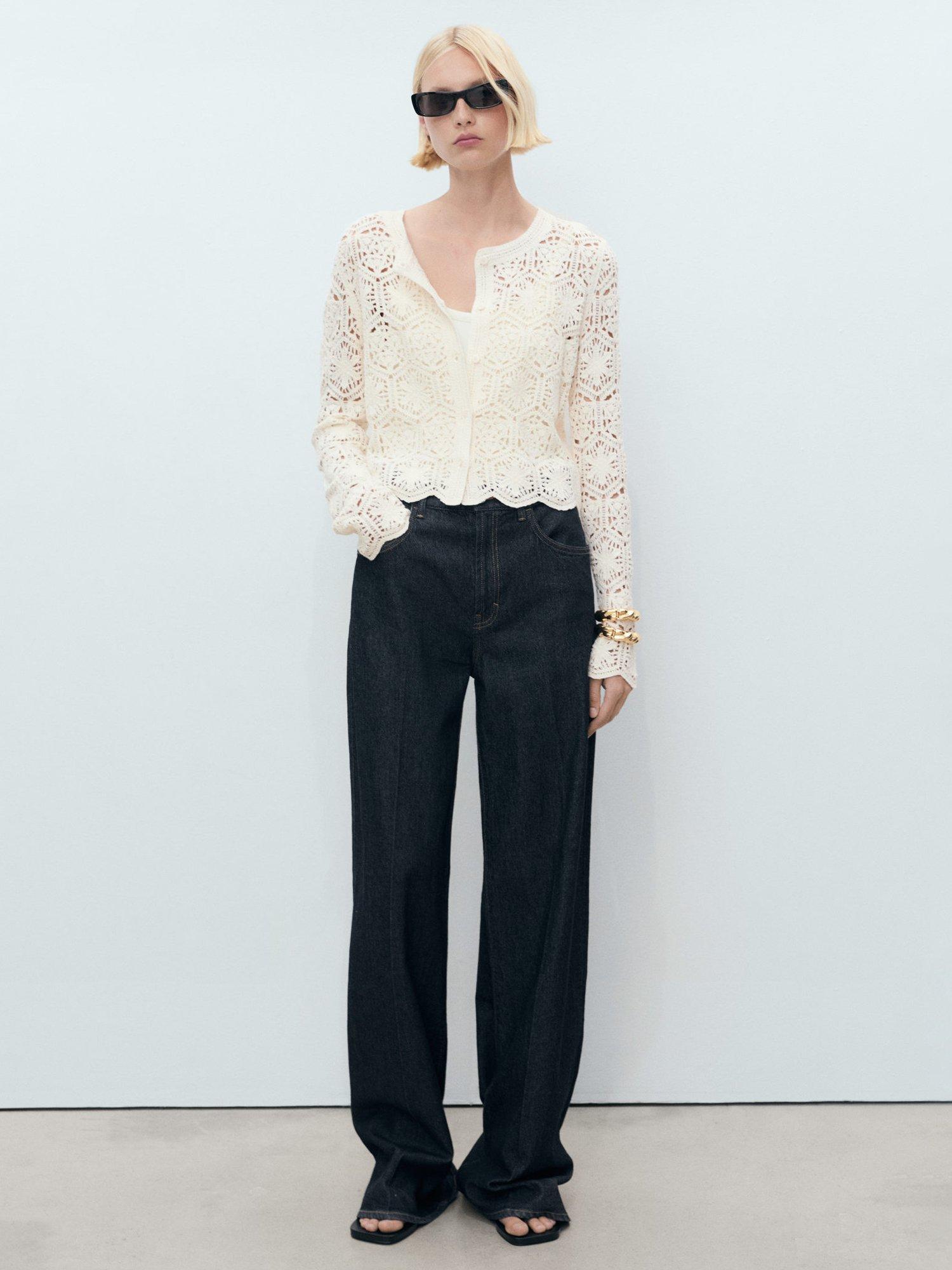 Product image 2 of 6, which shows Mango Garden Crochet Cardigan, Light Beige, S