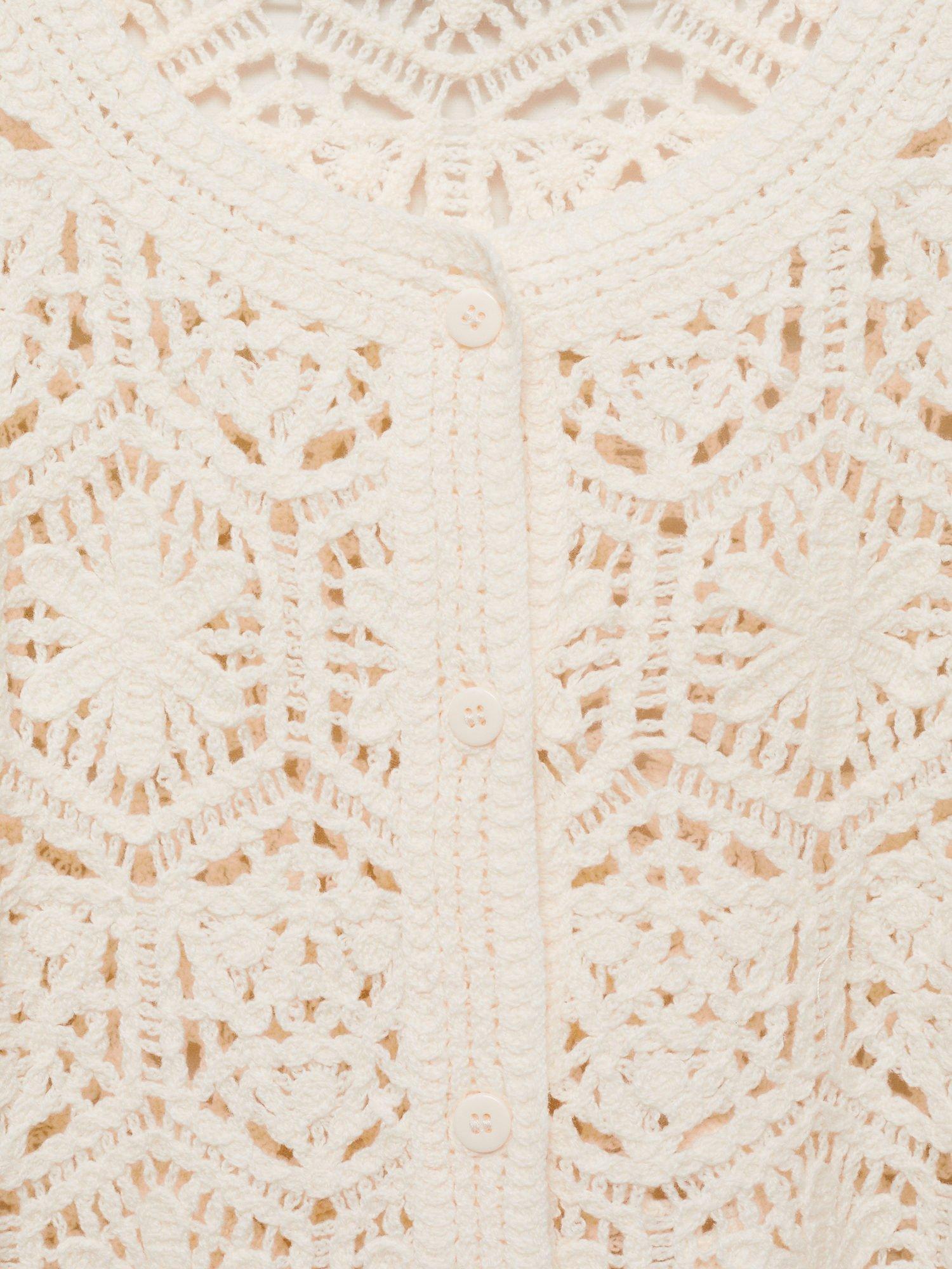 Product image 6 of 6, which shows Mango Garden Crochet Cardigan, Light Beige, S