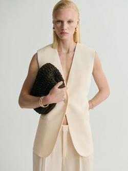 Mango Mire Longline Waistcoat, Vanilla, Vanilla