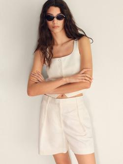 Mango Max Single Button Waistcoat, White