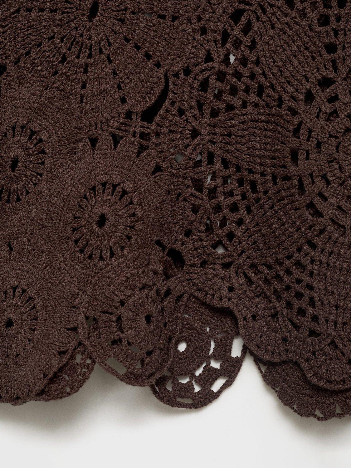 Product image 7 of 7, which shows Mango Garden Crochet Floral Top, Dark Brown, M