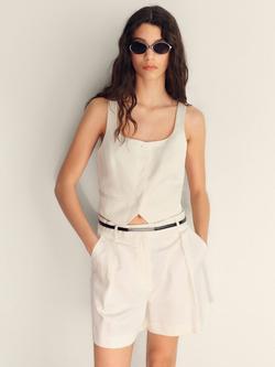 Mango Max Linen Mix Shorts, White, White