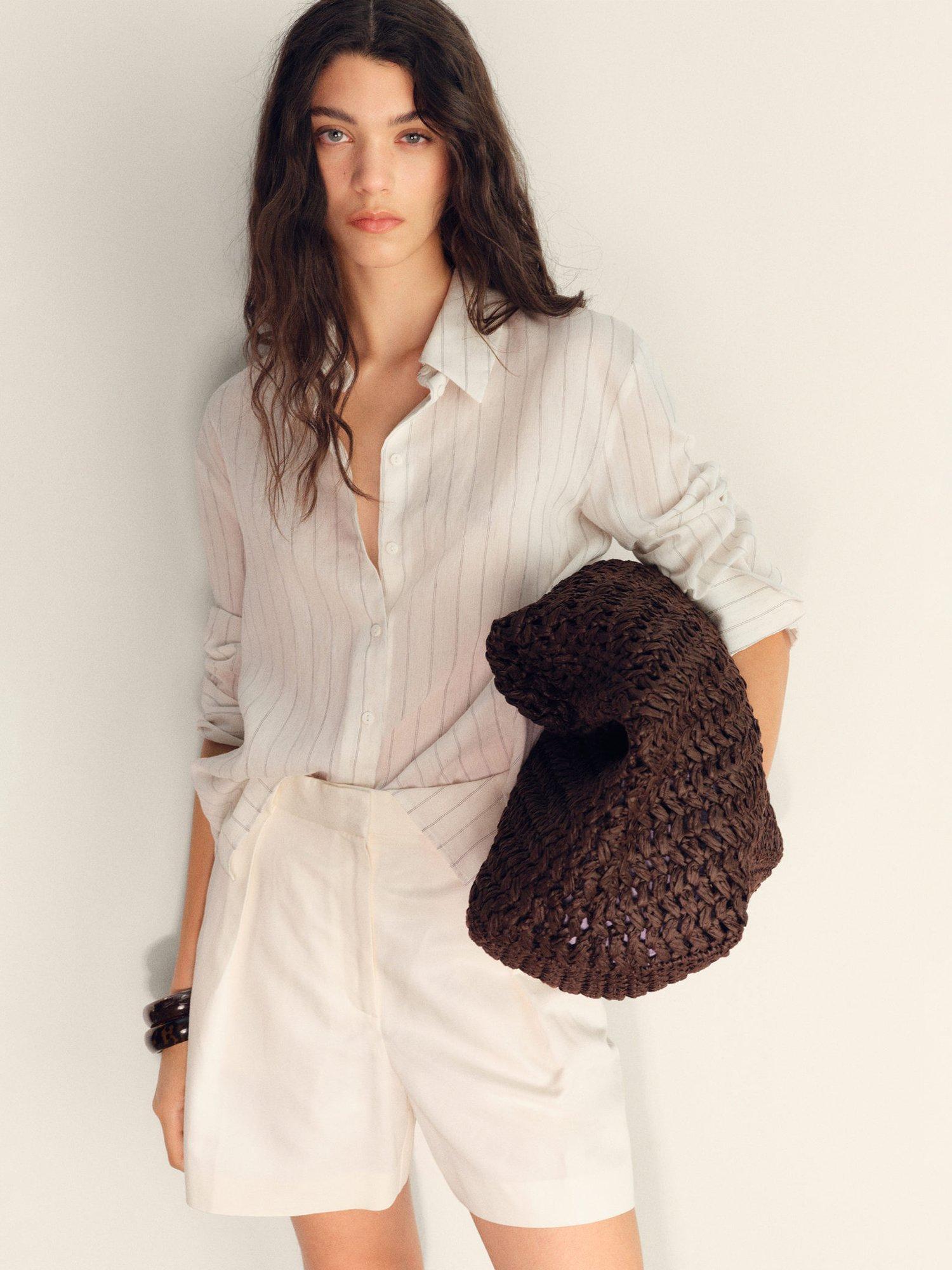 Product image 4 of 8, which shows Mango Max Linen Mix Shorts, White, 10