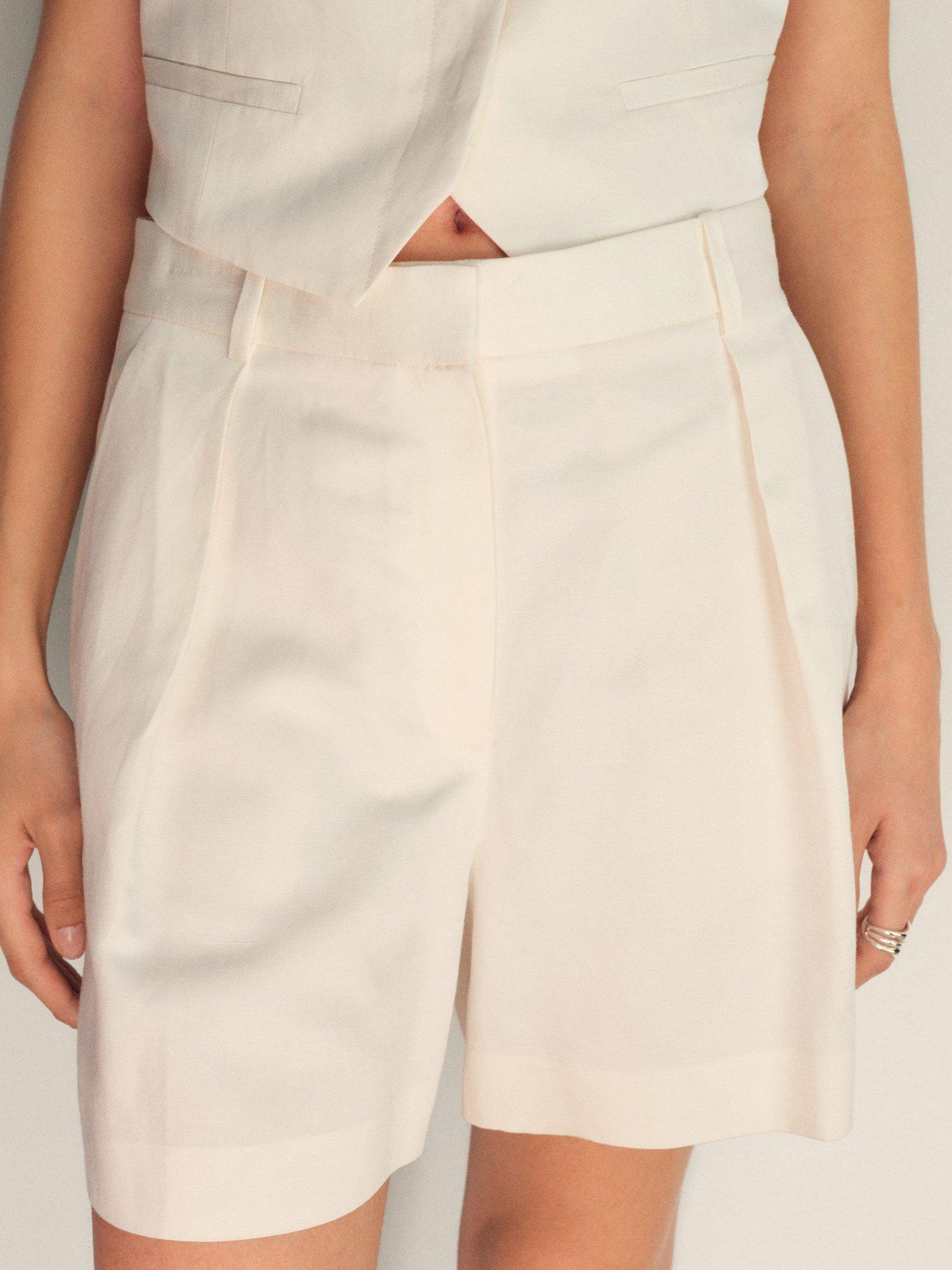 Product image 5 of 8, which shows Mango Max Linen Mix Shorts, White, 10