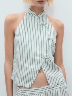 Mango Lauri Stripe Wrap Top, Green - view 2, Green